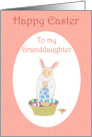 Happy Easter, Easter bunny,little child and eggs.for granddaughter card