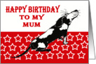 Happy Birthday,to Mum,sad black and white hound, card