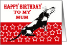 Happy Birthday,to Mum,sad black and white hound, from son card