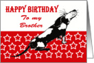 Happy Birthday,to my brother,sad black and white hound, card