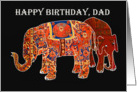 Happy Birthday Dad, two persian patterned elephants. card