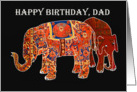 Happy Birthday Dad, two persian patterned elephants.from son. card