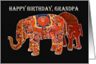 Happy Birthday Grandpa, two Persian patterned elephants. card