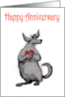 Happy Anniversary, Heart Transplant. funny grey dog and love-heart card