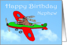 Happy Birthday Nephew, flying dog pilot .Humor. card