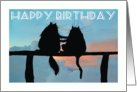 Happy Birthday, two black cats silhouettes card