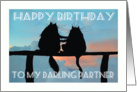 Happy Birthday, to partner,two black cats silhouettes card