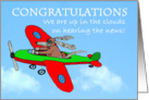 Congratulations, we are up in the clouds about the news., Dog in plane card