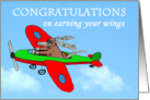 Congratulations, on earning your wings, for Dad,Dog in plane card