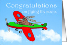 Congratulations, on flying the coop,leaving home,Dog in plane card