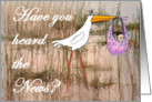 Have you heard the news? for girl, stork and baby. card