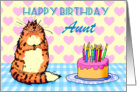 Happy Birthday,For Aunt, cat, cake and candles, card