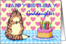 Happy Birthday, Goddaughter, cat, cake and candles, card