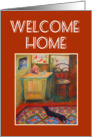 Welcome Home from Hospital, hallway with dachshund,Persian rug. card