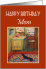 Happy Birthday, Mom, from son, hallway, dachshund,Persian rug. card