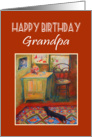 Happy Birthday, Grandpa,From grandson, hallway, dachshund,Persian rug. card