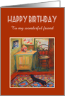 Happy Birthday, Custom text card, hallway, dachshund, rug. card