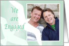 We are engaged,Gay /lesbian custom photo, two birds, pale green. card