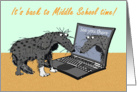 It’s back to school time, Middle school,sad dog and laptop.humor. card
