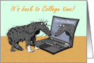 It’s back to College time,sad dog and laptop.humor. card