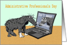 Thank you, For office manager sad dog and laptop.humor. card