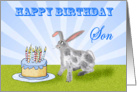 Happy Birthday ,For Son, rabbit and cake. For son. card