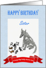 Happy Birthday,sister,dog eight puppies.crazy dog lady.humor. card