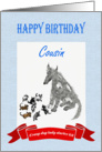 Happy Birthday,Cousin,dog eight puppies.crazy dog lady.humor. card