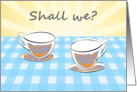 Coffee invitation, Shall we?, two coffee cups , retro. card