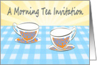 A morning tea invitation, tea cups, retro. card