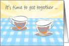 get together, Coffee cups,see you soon, retro. card
