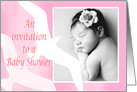 Invitation Baby shower,custom photo, two birds,pale pink, for girl card