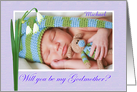 Will you be my Godmother?,For boy,blue,Snowdrops, custom photo card