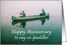 Happy Anniversary, Two people paddling canoe. card