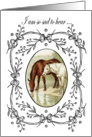 Loss of horse, two Vintage horses.Black and white Victorian frame. card