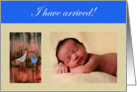 Birth announcement,for boy,custom card, stork and photo. card