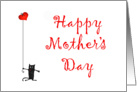 Happy Mother’s day, crazy cat and love-heart.,blank card