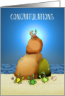 Congratulations,Promotion,sweet crabs on beach, card