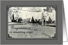 Congratulations on remaining single! vintage, man hanging laundry out. card