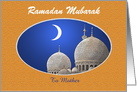 Ramadan Mubarak, Mosque and crescent moon, custom card