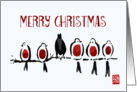 Merry Christmas, Robins on branch. card