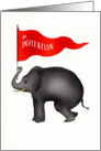 An Invitation, Ellephant holding pennant flag. card