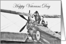 Happy Veterans Day, World War 1, plane and pilots.vintage. card