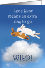 Happy leap year Anniversary, rabbits going wild.cartoon, humor card