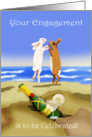 Engagement congratulations, champagne and jumping rabbits card