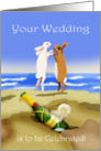 Wedding congratulations, champagne and rabbits, card