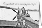 Congratulations on earning wings, World war 1 bi-plane.Vintage. card