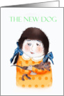 New dog Dachshund puppy little girl congratulations card