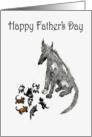 Happy Father’s Day ,grey spotty dog and pups, humor card