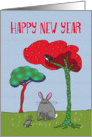 Happy New Year of the Rabbit, grey bunny with baby. card